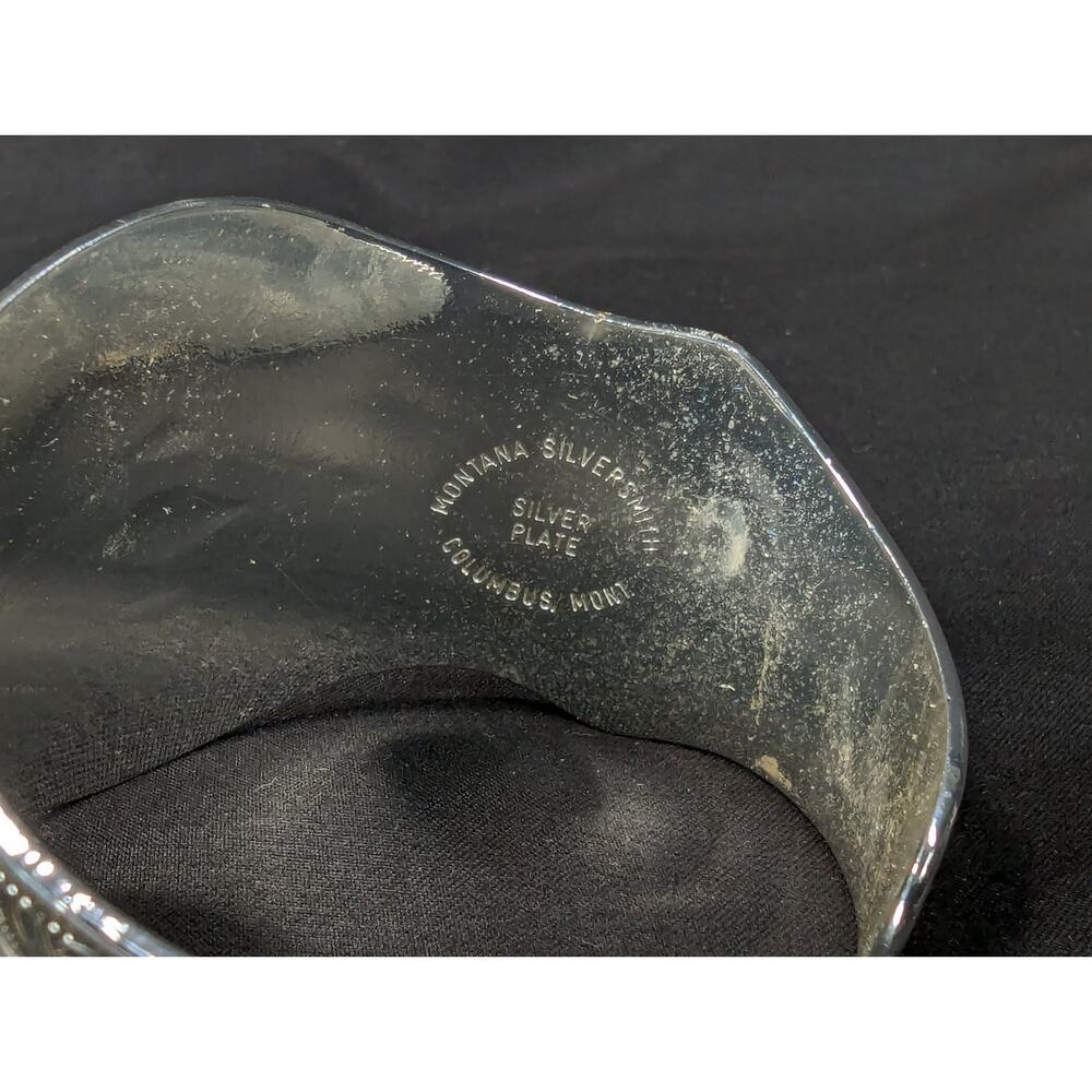 Montana Silversmiths Western Cuff Bracelet Silver Plated Scrollwork Geometric - Picture 4 of 12